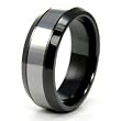 Black Ceramic Ring with Tungsten Carbide Inlay (8.0mm) - Sizes 7 - 13