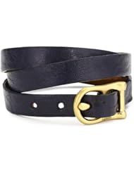Leighelena "H-Bar Triplewrap" Navy Triplewrap Leather Bracelet