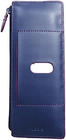 Lodis Audrey Credit Card Case Leather Wallet w/ Zipper Pocket (Indigo & Plum)