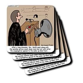 Sermon Count-Down Clock and Blast Horn - Set Of 4 Ceramic Tile Coasters by Clocks