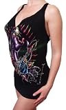 New Ed Hardy By Christian Audigier Lona Black Panter Tattoo Rhinestone Plus Size Dress (2X)