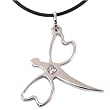 Dragonfly Pendant Necklace Stainless Steel CZ Diamond Polish Finish on Rubber Cord by Bucasi