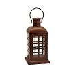 16" Colonial Style Brick Red Pillar Candle Lantern with Handle