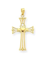 14K Yellow Gold Claddagh Cross Pendant