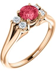 18K Rose Gold 5.00mm Round Cut Pink Spinel and Diamond Ring -- LIFETIME WARRANTY