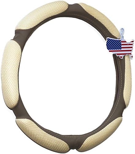 Steering Wheel Cover - Beige, Odorless, Cooler Hands In Summer, Warmer Hands In Winter