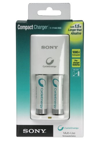 Sony Compact Charger inkl. 2x AA NiMH Akku wei&szlig;