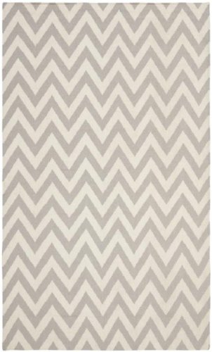 Safavieh DHU557C Dhurrie Collection Handmade Wool Area Rug, 9-Feet by 12-Feet, Grey and Ivory On Sale