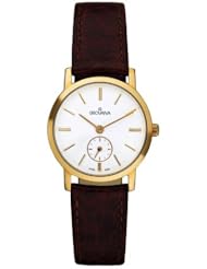 Grovana Womens Quartz Watch with Silver Dial Analogue Display and Brown Leather Strap 3050.1562