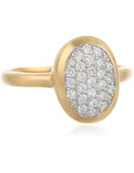 Oval Cubic Zirconia Pave Ring, Size 7