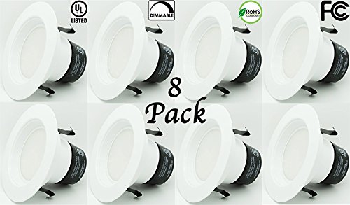 8 Pack Bioluz LED Beveled 11 Watt 4-inch UL-listed Dimmable Retrofit LED Recessed Lighting Fixture – 3000K LED Ceiling Light – 650 LM Recessed Downlight (Pack of 8)