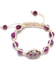 Ruby Gemstone Beaded Macrame Bracelet Sterling Silver Fashion Jewelry