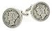 JJ Weston Mercury Dime Cufflinks with Presentation Box. Made in the USA
