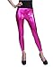 HDE Women Clubwear Shiny Liquid Wet Look Metallic Stretch Leggings - Plus Sizes Available (Hot Pink, Small)