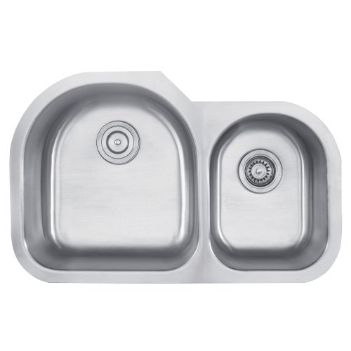 Kraus KBU26 32-Inch Undermount 60/40 Double Bowl 16 Gauge Kitchen Sink, Stainless Steel