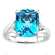 14K White Gold Swiss Blue Topaz and Diamond Ring