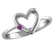 14k White Gold Amethyst Heart Ring, Size 7