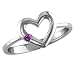 14k White Gold Amethyst Heart Ring, Size 7