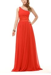 Chiffon Corset   Waistline One Shoulder Evening Dress/Bridesmaid Dress 