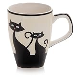 HuesNBrews Cattitude 12 Ounce Ivory Mug, 4 Pack