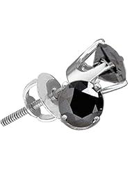 Solitaire Black Diamond Earring Studs Round 10k White Gold (2.00 ct.tw.)