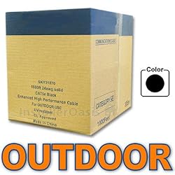 Outdoor Cat5e Ethernet Cable UTP Solid 350MHz 1000FT Bulk 24AWG - Gel Filled Black