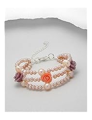 Rose Fresh Water Pearls Bracelet In Zinc