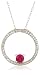 10k Yellow Gold Created Ruby and Diamond Circle Pendant