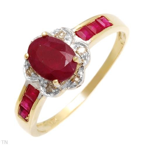 Majestic Brand New Ring With 1.24ctw Precious Stones - Genuine Diamonds, Rubies in Yellow Gold