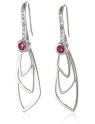 Sterling Silver Genuine Pink Tourmaline Triple Drop Earrings