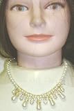Light Ivory Simulated Pearls with Embedded Crystals Christina Collection Short Chain Necklace and...