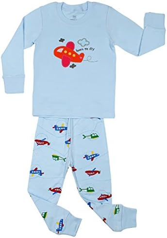 Elowel Boys "Airplane" 2 piece pajama Set 100% Cotton - Infant, 18-24 Months
