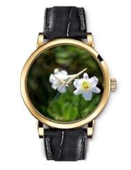 SPRAWL Aanalog Fashion Series Gold Ladies Watches of Genuine Black Leather Strap,Unique Wrist Watch for Women Girls Designed with white Lily