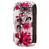 Hard Snap-on Shield With RED FLOWERS ON WHITE Design Faceplate Cover Sleeve ....