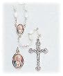 Mother of Pearl Rosary - Immaculate Heart of Mary - 7mm Faux Mother of Pearl Beads - 18in. Chain - Center Piece with Matching Pendant - Gift Box Included - IMPORTED FROM ITALY