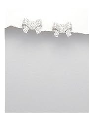 Bow CZ Earrings In 92.5 Sterling Silver