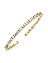 Sterling Silver Gold Plated With Cz Cuff Bracelet, Best Quality Free Gift Box Satisfaction Guaranteed
