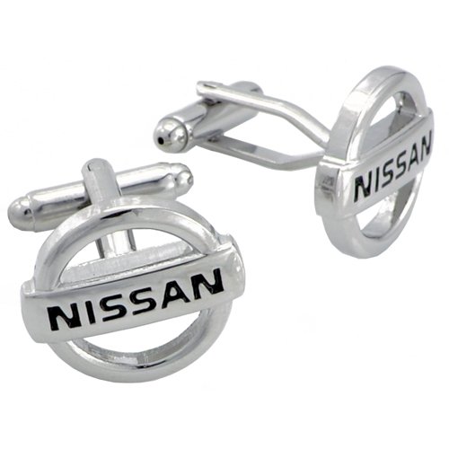 Silver NISSAN Logo Cufflinks Automotive Car Cuff Links