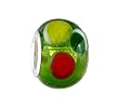 Pandora Style Charm Bead (Z440) - Glass (14mm x 10mm) (fits Troll too) ~ Green with Red and Dark Green Dots