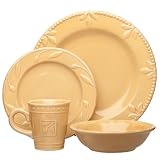 Signature Housewares Sorrento Stoneware 4-Piece Dinnerware Set, Gold