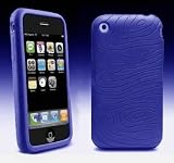 Electronics : Dark blue rubber case + screen protector - Apple iPhone 3G accessories