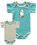 Pixel Organics 100% Certified Organic Cotton 2-Pack Bodysuit in Sky 3 to 6 month with Big Fish Graphic
