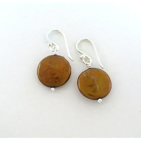 Sterling Silver Coin Pearl Drop Earrings