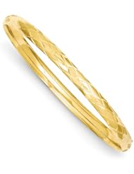 14k Yellow Gold 3/16 D/C Fancy Hinged Bracelet Bangle. Metal Wt- 4.55g