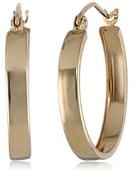 14k Yellow Gold 3mm High Polish Flat Hoop Earrings