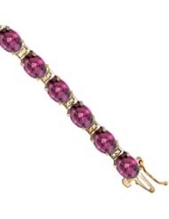 10K Yellow Gold Natural Rhodolite Oval Tennis Bracelet 5x7 mm stones, 7 inches