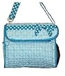 Diaper Bag - Blue & White Quilted Gingham Diaper Bag w/Polka Dot Trim
