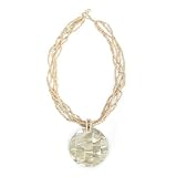 Mother of Pearl Shell and Beads Beige Multi-Strand Necklace-Round Shell Knock Out Necklace...