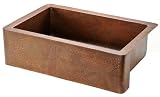 33 Antique Copper Hammered Kitchen Apron Single Basin Sink
