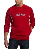 MLB Men's Boston Red Sox Long Sleeve Crew Neck Thermabase Tech Fleece Pullover by Majestic (Pro Scarlet/Pro White, X-Large)